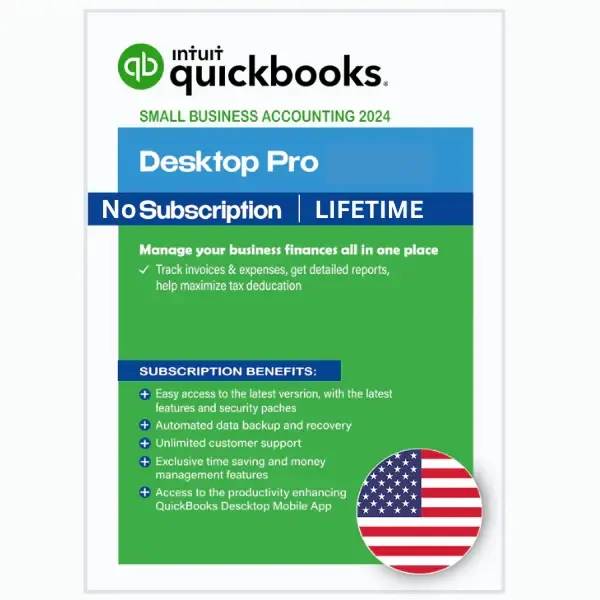 Quickbooks desktop Pro 2025 for windows lifetime license, not a