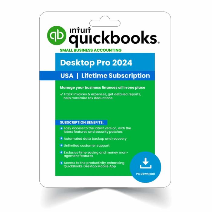 Quickbooks desktop Pro 2025 for windows lifetime license, not a