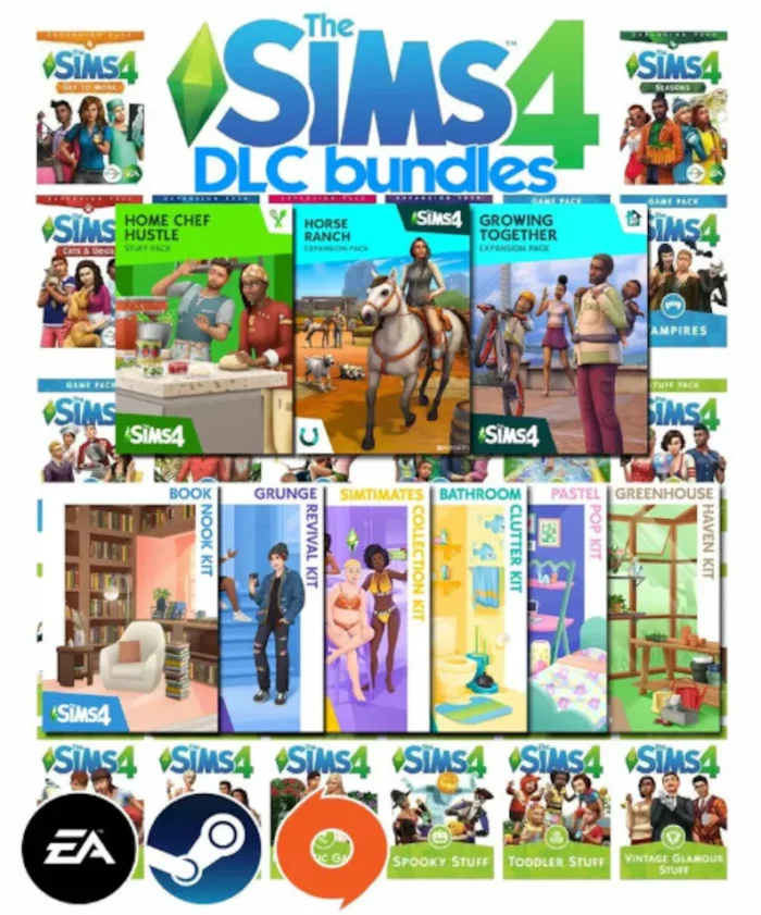 The Sims 4 Expansions Packs +72 With All DLC Stuff Packs, Game packs, Kits, For Windows